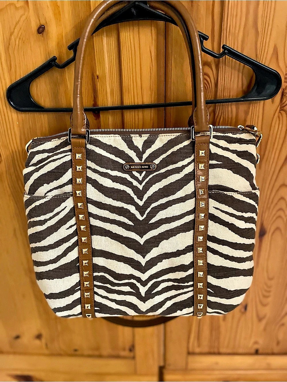 Michael Kors Zebra Print Tote Bag in Brown & White